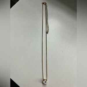 Elegant Gold Necklace with Clear Diamond Pendant